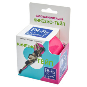 Кинезиологический тейп EM-Fix Sport базовой фиксации, 5см х 5м цвет: Голубой, розовый, салатовый, бежевый